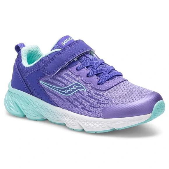 Saucony Wind AC 2.0 Kids Purple Turquoise Running Shoes Wide Size 4.5W NEW - Picture 6 of 9